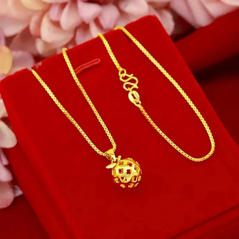 Collane Ciondolo per collana a forma di fragola in vero oro 18 carati per donne, sposa, matrimonio, fidanzamento, collana a catena, gioielli, regali di compleanno