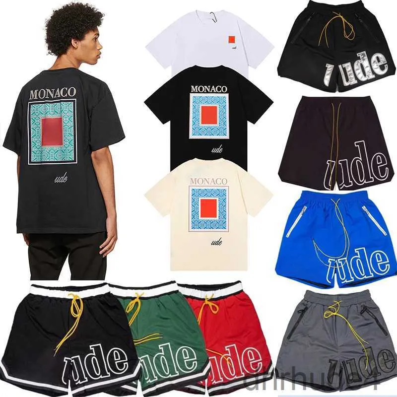 Designer tshirts mens shorts strand korta byxor kvinnor bomull ärmar skjortor casual tshirt mångsidiga rhude tees skjorta snabb torkning andningsbara nät toppar i fhnm