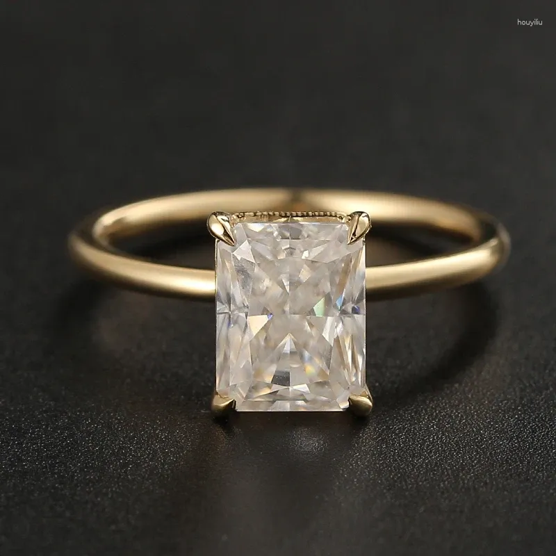 Pierścienie klastrowe stemplowane solid 9/10/14/18K żółte złoto pierścionek w rocznicę imprezy zaręczynowej 1 Radiant d vvs moissantie dla kobiet