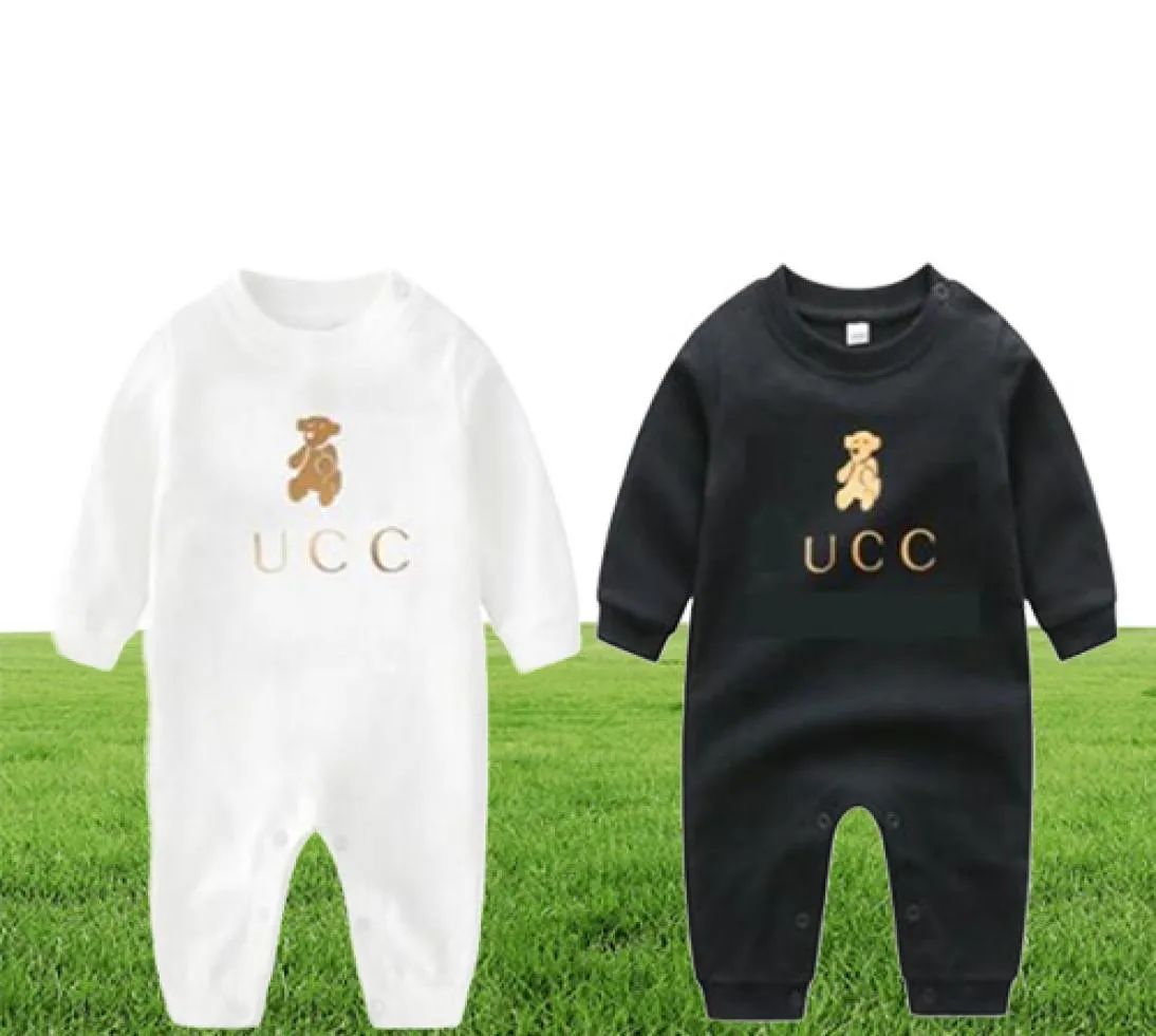 Fashion Footies Babies Designer Pagliaccetti in cotone Stampa lettere di lusso di marca tute a maniche lunghe per neonati vestiti per bambini9474955