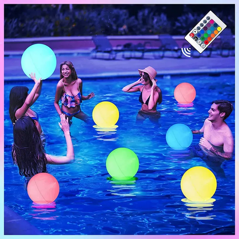 Palline galleggianti colorate da 40 cm Decorazione per feste Gonfiabili telecomandate a LED che illuminano palloni da spiaggia anche giocattoli da piscina LL