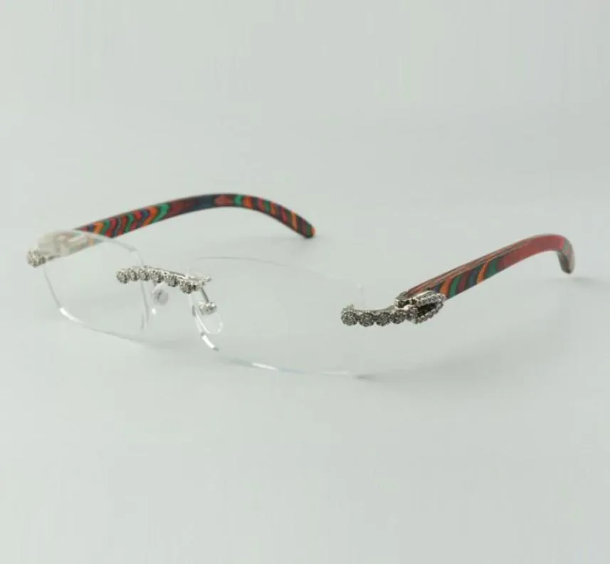 Lunettes de diamant bouquet de créateurs Montures 3524012 avec branches en bois de paon pour taille unisexe 563618135mm2368729