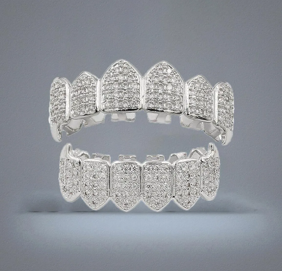 Zęby Grillz Luxury Mężczyźni Kobiety Gradość Kosze Cubic Wampir Wampir Braces Street Fashion Platinum 18K Gold Hip Hop Dental GR8287565