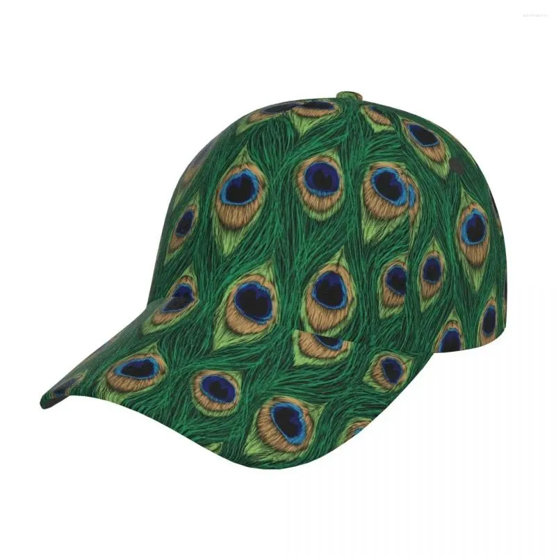 Cappellini con piume di pavone verde Berretto da baseball Merch Vintage Snapback Stile unisex Estate all'aperto