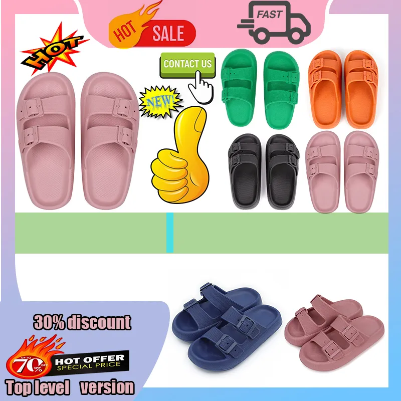 Designer Casual Platform Slides Slippers Men Woman Light weight wear resistant anti breathable Leather rubber soft soles sandals Flat Summer Size 36-45