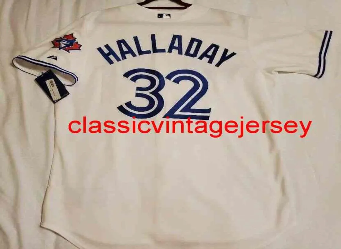 Heren Dames kinderen ROY HALLADAY JERSEY Geborduurde nieuwe honkbaltruien5491481