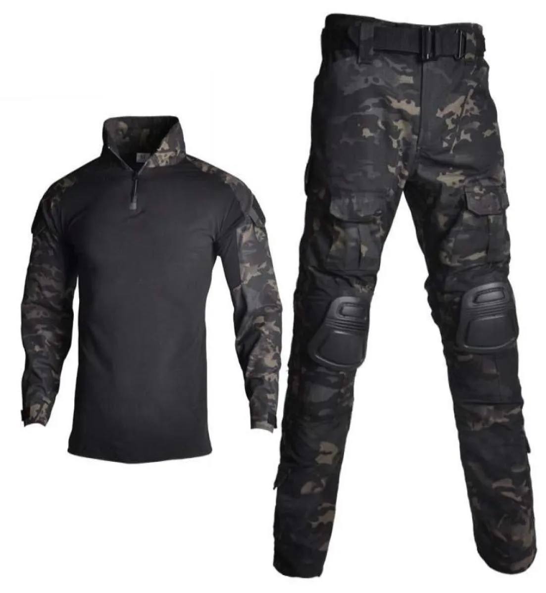 Hunting Sets Tactical Suit Military Uniform Training Camouflage Shirts Pants Paintball Clothes With Pads 10 Pockets 8XL2874203