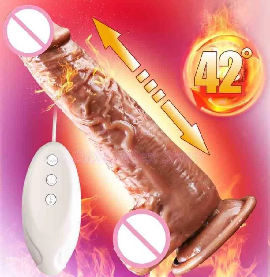 Gode réaliste vibrateur automatique de point G avec ventouse pour femmes masturbateur gode chauffant Silicone pénis Anal Sex Toy 2106168165763