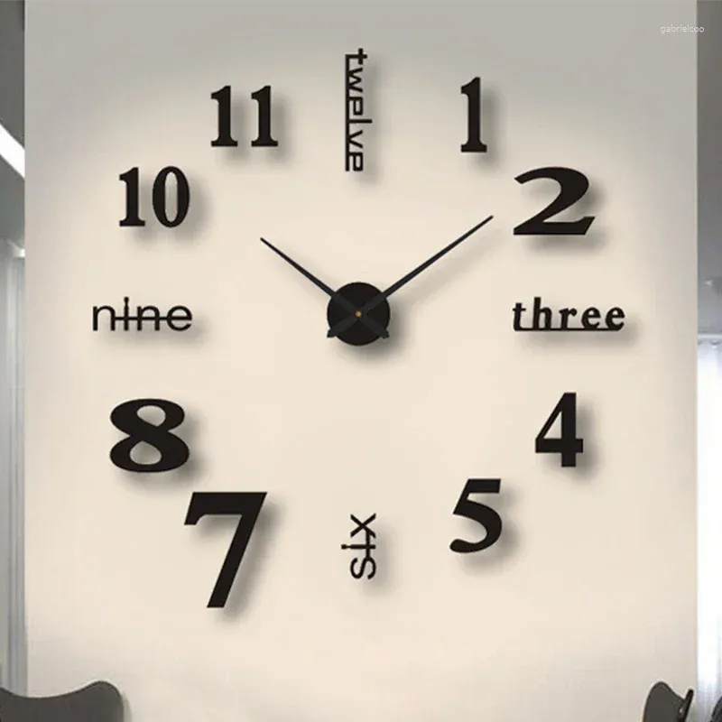 Wall Clocks Quartz Stickers Adhesive Decor Mirror Large Home Room Watches Clock Living For Hanging Self Frameless Wall mounted clock