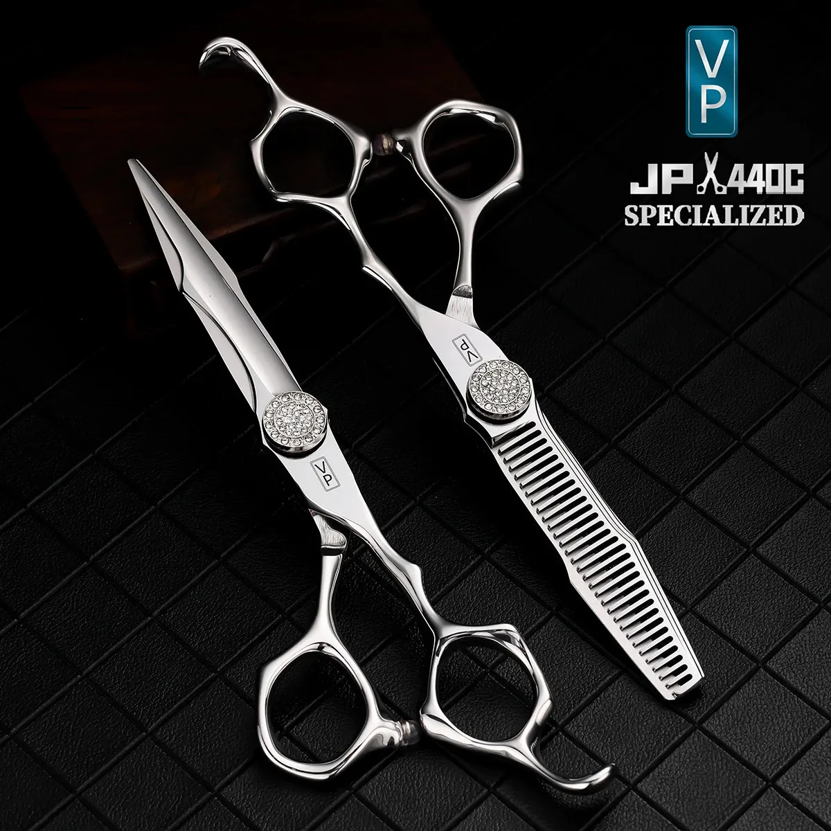 Tijeras profesionales de peluquería VP, herramientas de corte de cabello, tijeras de barbero, adelgazamiento de peluquería de 60 pulgadas, acero japonés 440C 240110