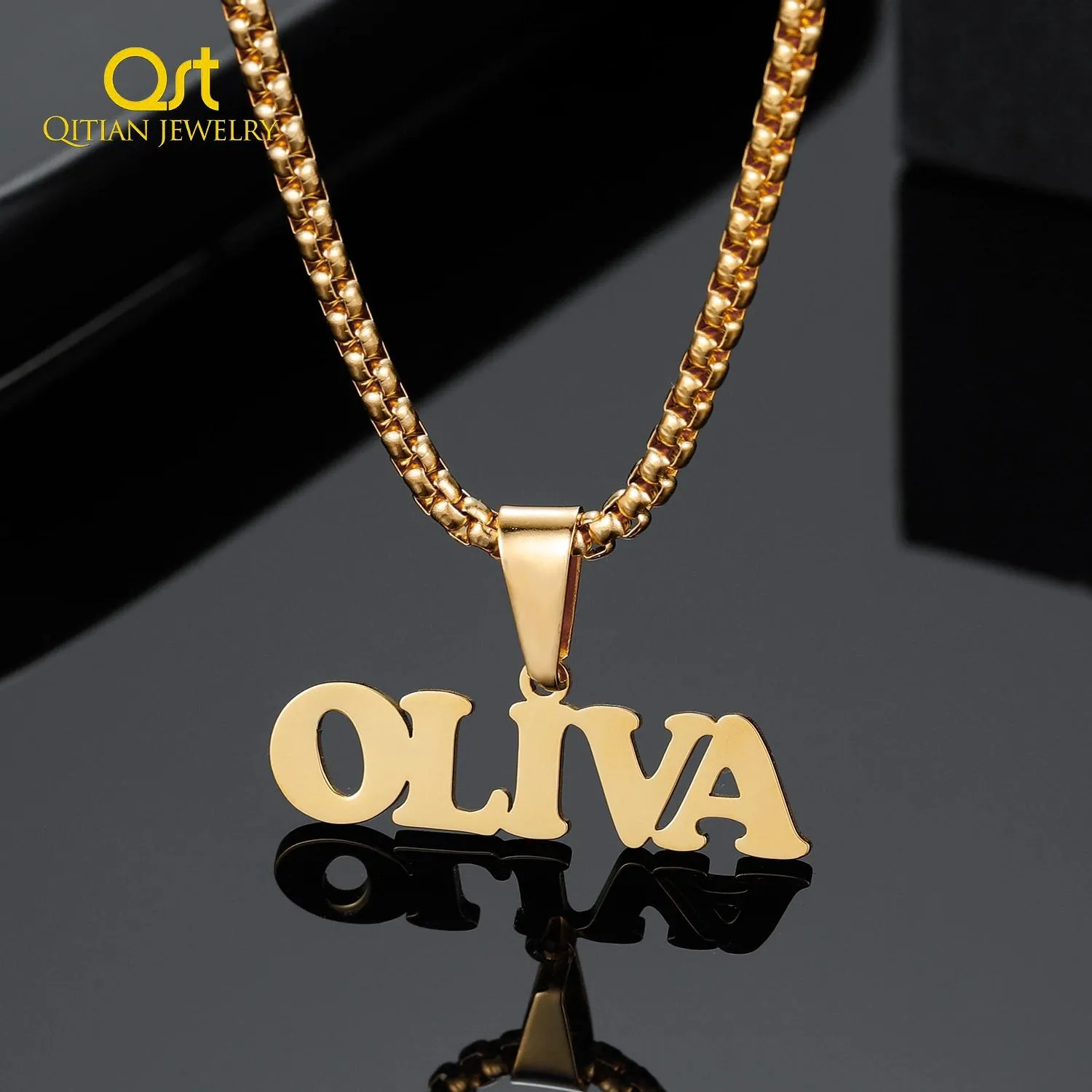 Colares Personalizar Nome Colar Corrente de Ouro Placa de Identificação de Aço Inoxidável Pingente para Mulheres Charme Personalizado Jóias Presente Não Desaparecerá