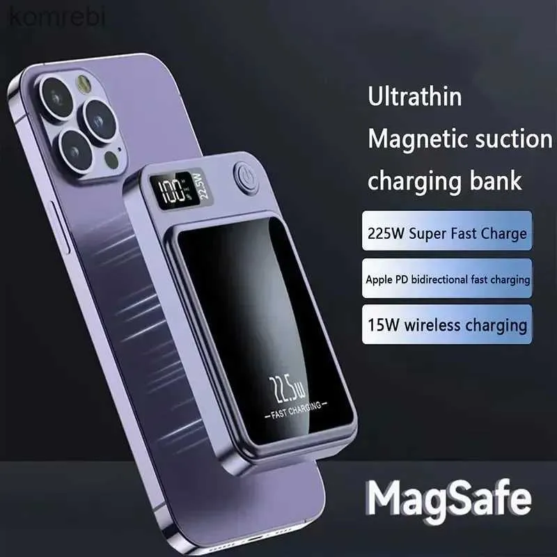 Bancos de energía para teléfonos celulares 50000mAh Magsafe Power Bank Qi Magnetic Wireless PowerBank para iPhone 14 Samsung Cargador de inducción portátil Carga rápida L240111