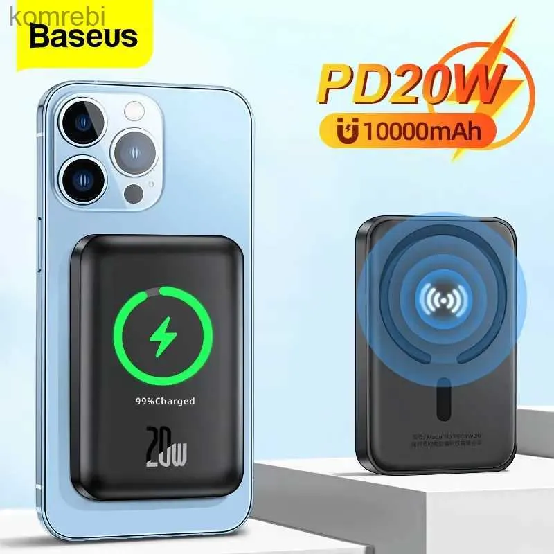 Telefonowe banki zasilacze Baseus 6000 mAh Power Bank Magnetyczna bezprzewodowa ładowarka 10000 mAh Powerbank dla iPhone'a 12 13 14 Pro Mini Portable zewnętrzny battesil240111