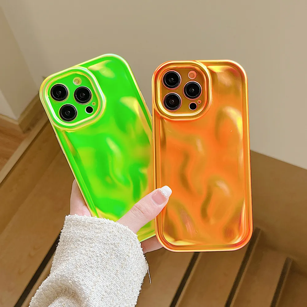 Futerał z meteorytem 3D dla iPhone'a 15 14 13 12 11 Pro Max Fluorescencyjny kolor kameleon miękka okładka 300pcs