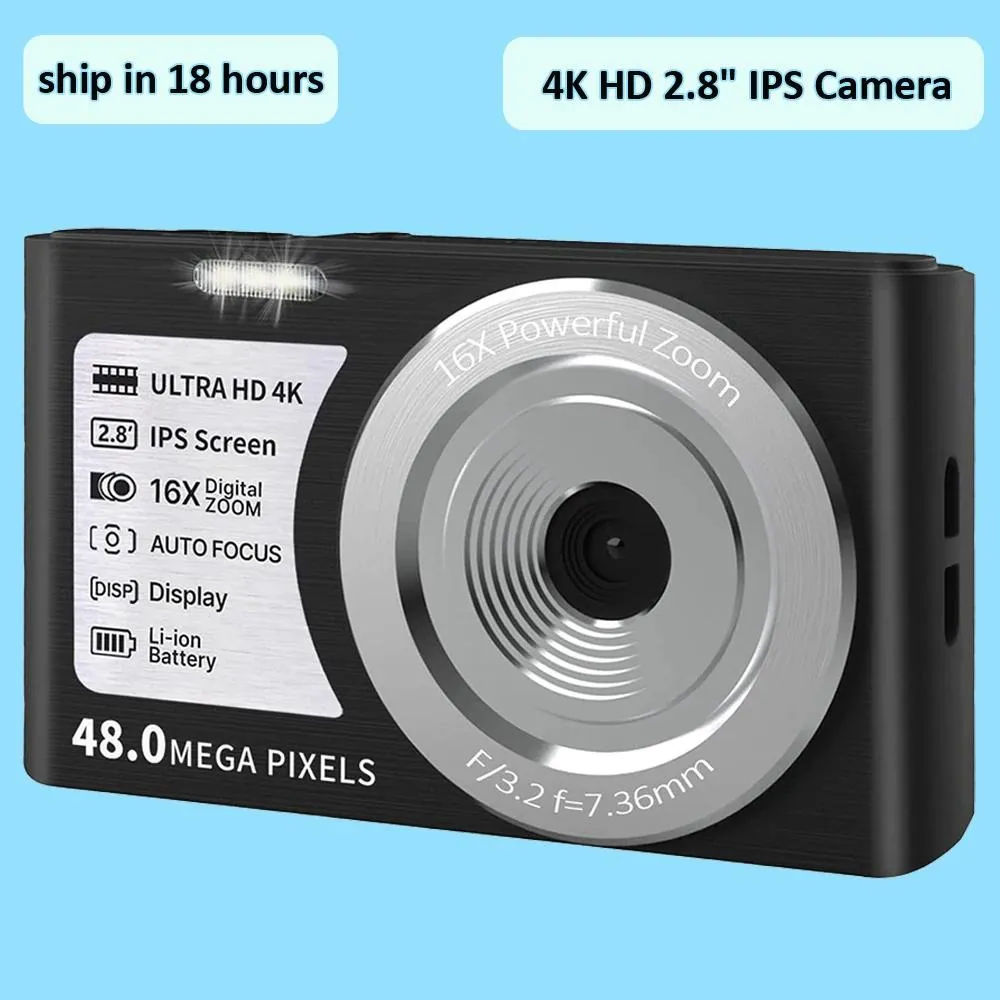 Tillbehör 4K HD Digital Photo Camera för fotografering 16x Zoom Auto Focus Compact Video Camera Mini Recorder 2.8 "IPS Screen Pocket Camera