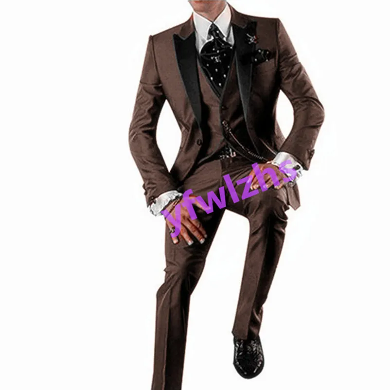 Custom-made Groom Tuxedos One Button Men Peak Lapel Lapel Groomsmen Wedding/Prom/Dinner Man Blazer Jacket Pants Tie Vest m361222211116