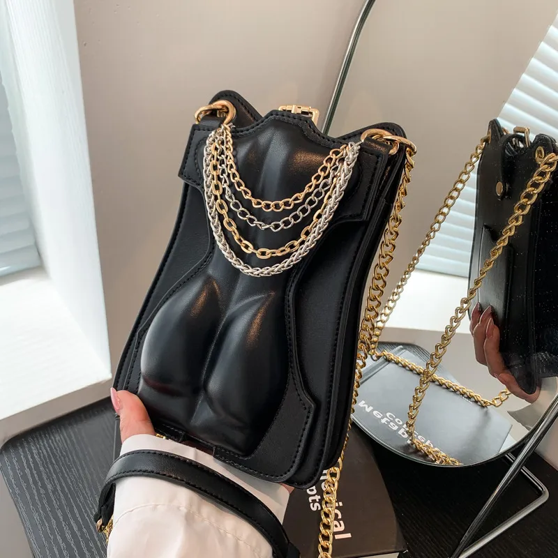 wholesale women shoulder bags street spice girl chain mobile phone bag niche design western fashion leather backpack daily Joker black leather handbag 99335#