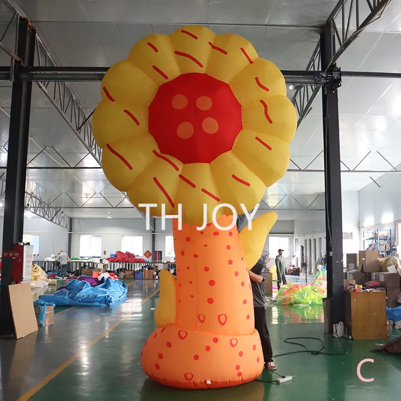 Flor inflável multicolorida expressa gratuita para atividades ao ar livre, flor gigante para decoração de eventos ao ar livre, balões de flores de ar personalizados