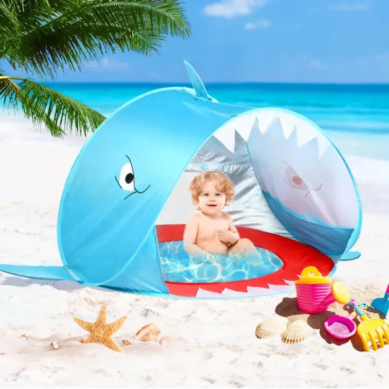 Tente de plage extérieure portative pour bébé avec abri solaire UV pour piscine Pop-Up pour jouets de jeu d'eau pour enfants en bas âge jouets de tente de maison intérieure 240110