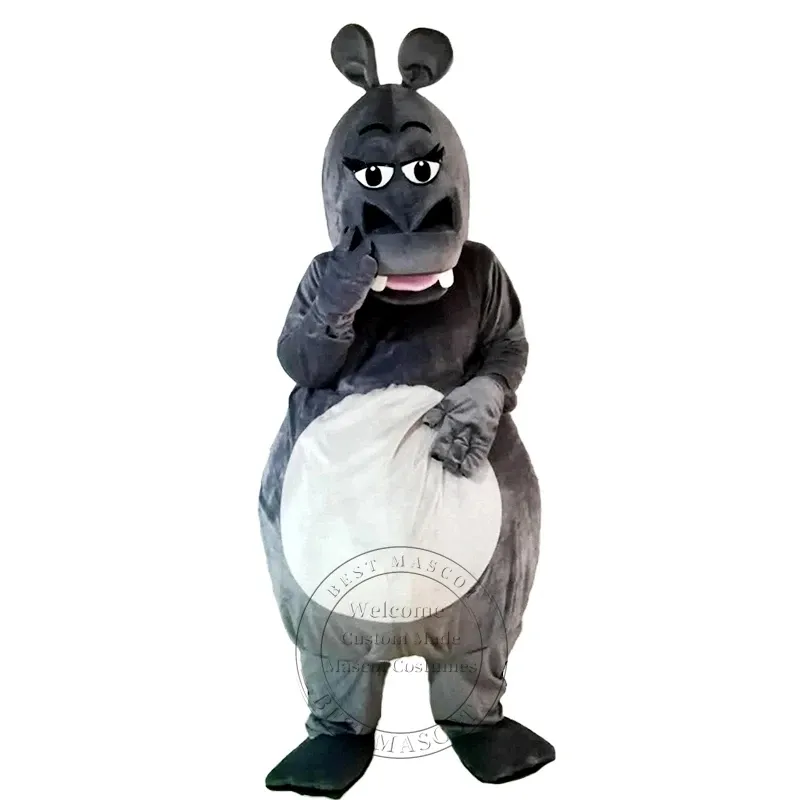 عيد الهالوين الجديد الرمادي الرمادي Hippopotamus Mascot Costume for Party Cartoon Sale Mascot Sale Sale Free Shipping Support