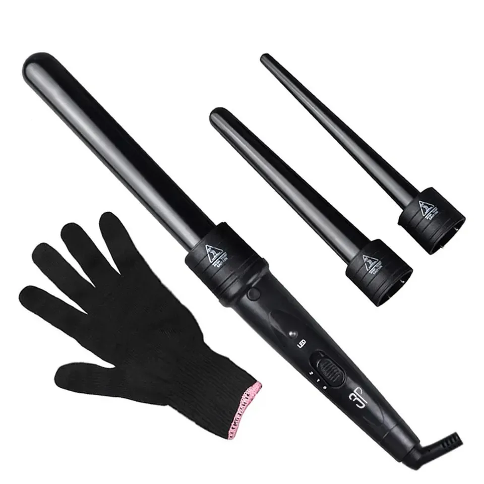 3-in-1-Lockenstab für Haare, 3 austauschbare Fässer und LED-Anzeige, professionelles, schnelles Aufheizen von Wellen, Curl Wond, Keramik-Styling, 240110