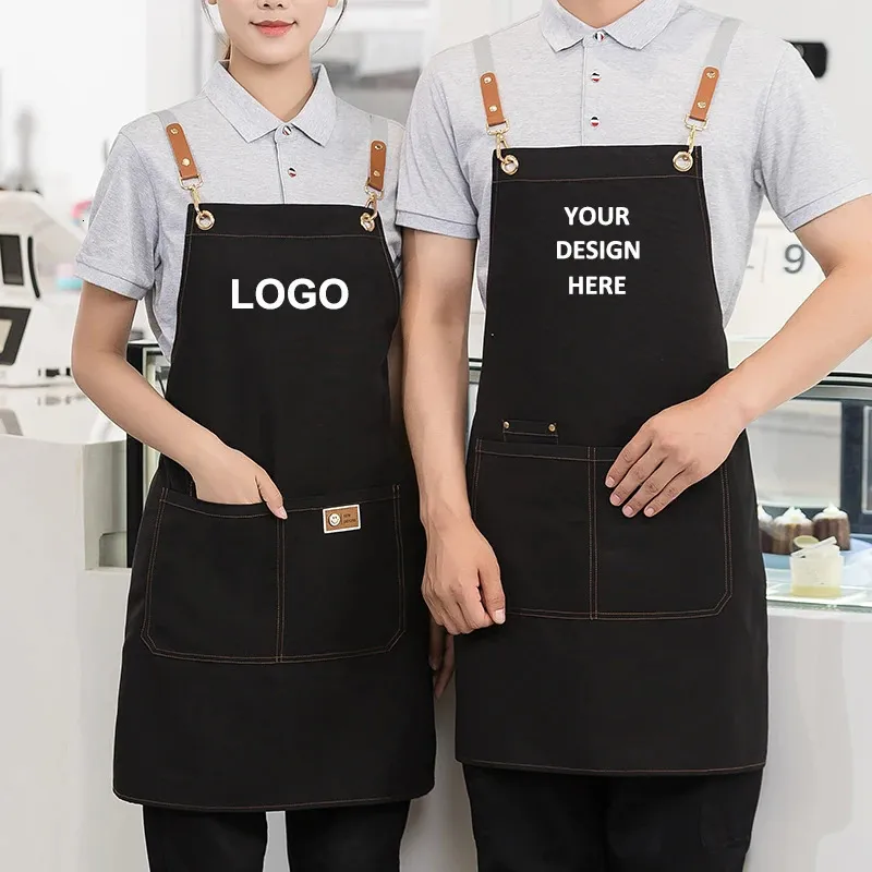 Original Apron for Kitchen Men Women Cafe Waiter Catering Chef Aprons Custom Waterproof Canvas Nail Salon Work Mandiles OEM 240111