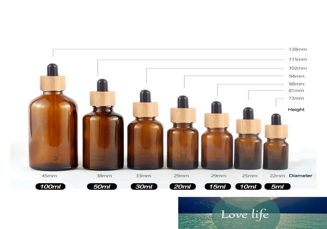 Bambu Cap Glass Bottle Droper Emofriendly Wood Lock Essential Basic Massage Oil Pipette Refillable Bottle4115368