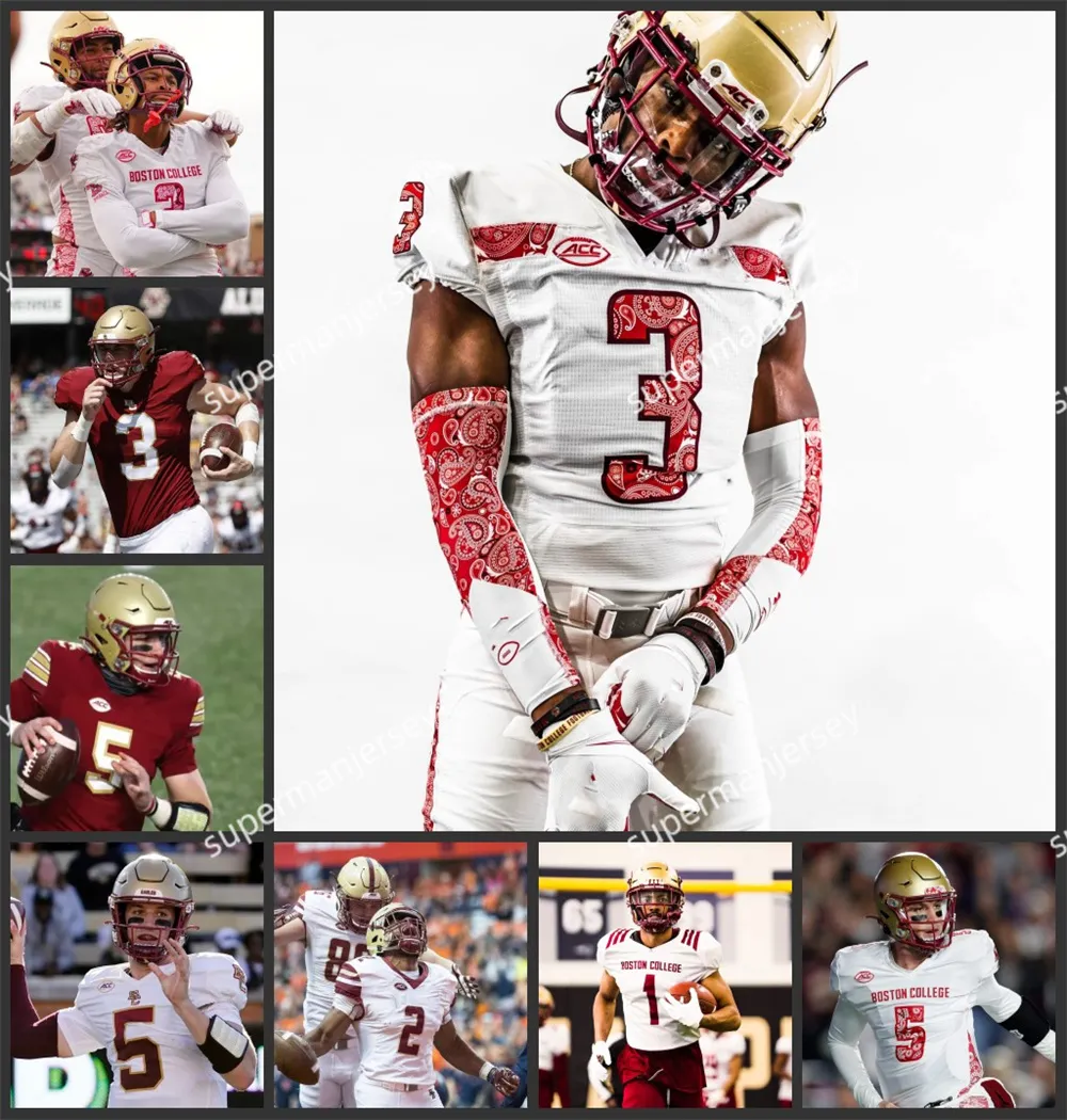 Jeff Smith Ben Glines Boston Koleji Futbol Forması Wyatt Ray Kobay Beyaz Özel Dikişli Erkekler E.J. Perry Matt Valecce Justin Simmons Boston College Eagles Formaları