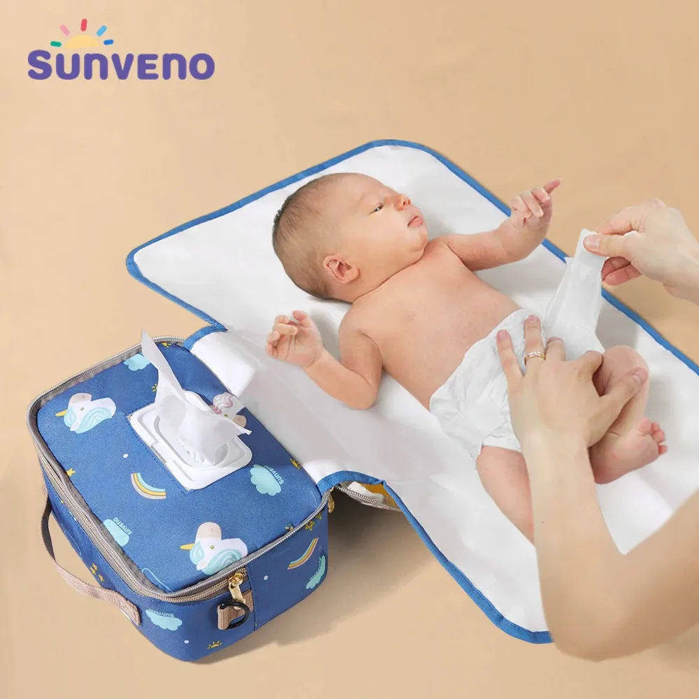 Sunveno 2in1 sac à langer portable imperméable à l'eau matelas à langer sac humide de haute qualité matelas à langer avec bandoulière 240111