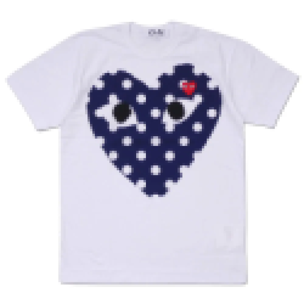 Diseñador TEE Com Des Garcons PLAY Camiseta de lunares azules Unisex Japón Mejor calidad Tamaño EURO