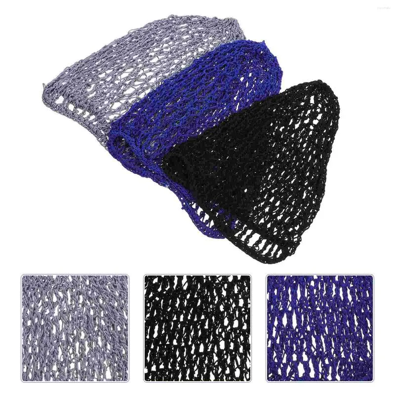 Berets 3Pcs Long Hair Net Hats Elastic Crochet Nets Woman Care Covers