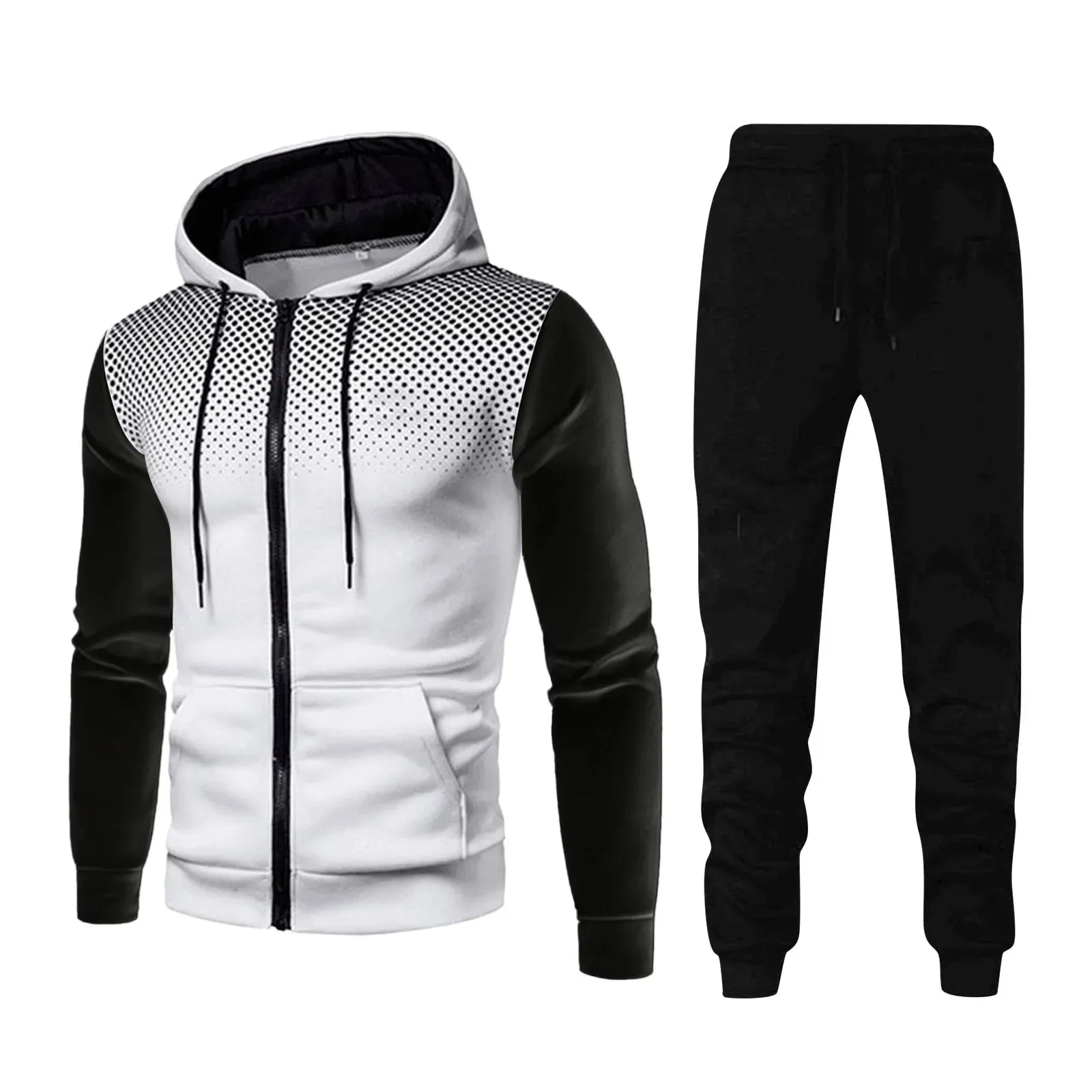 Tenues pour hommes automne hiver vestes à glissière tenues classique en plein air sport décontracté Jogging costume à capuche pantalons de survêtement S-3xl 240110 240110