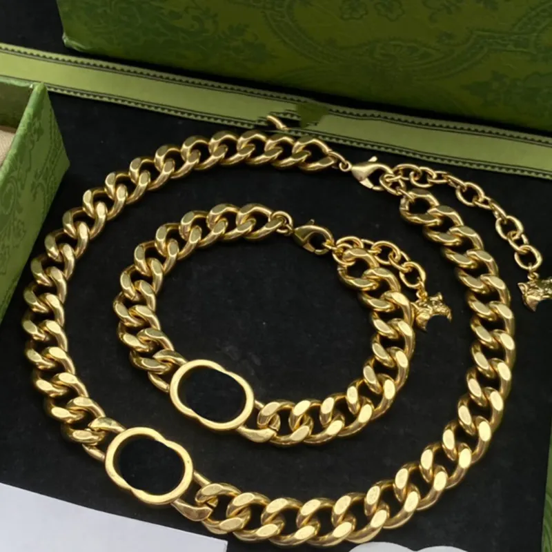 Złoty srebrny designer Naszyjka Bransoletka Kubańska G Biżuteria Moda Naszyjnik Prezenta