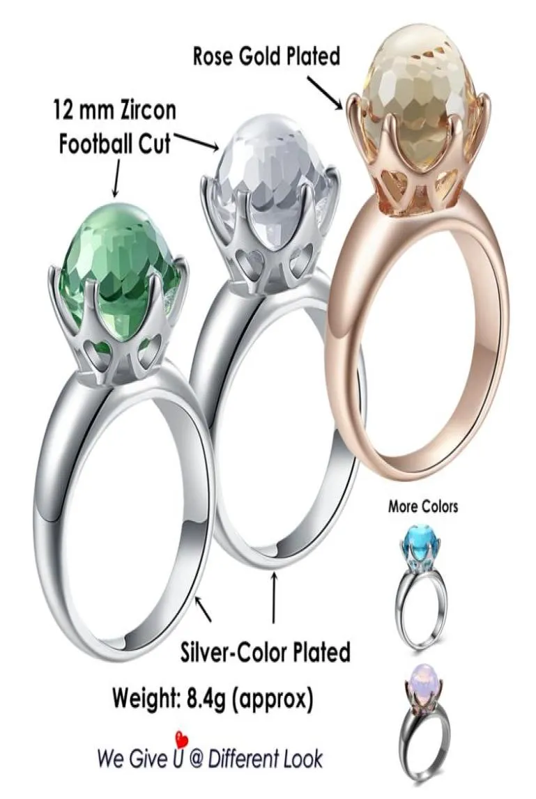 Nuevo anillo de boda de corte especial solitario para mujer amor verde blanco champán circón 6 corona de gambas joyería WA11498W6546961