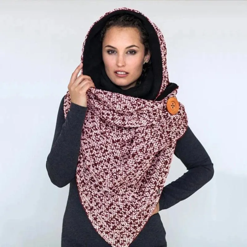 Scarves Women'S Scarf Winter Fashion Women Printing Button Soft Wrap Casual Warm Shawls Bib With Buttons Echarpe Hiver Femme