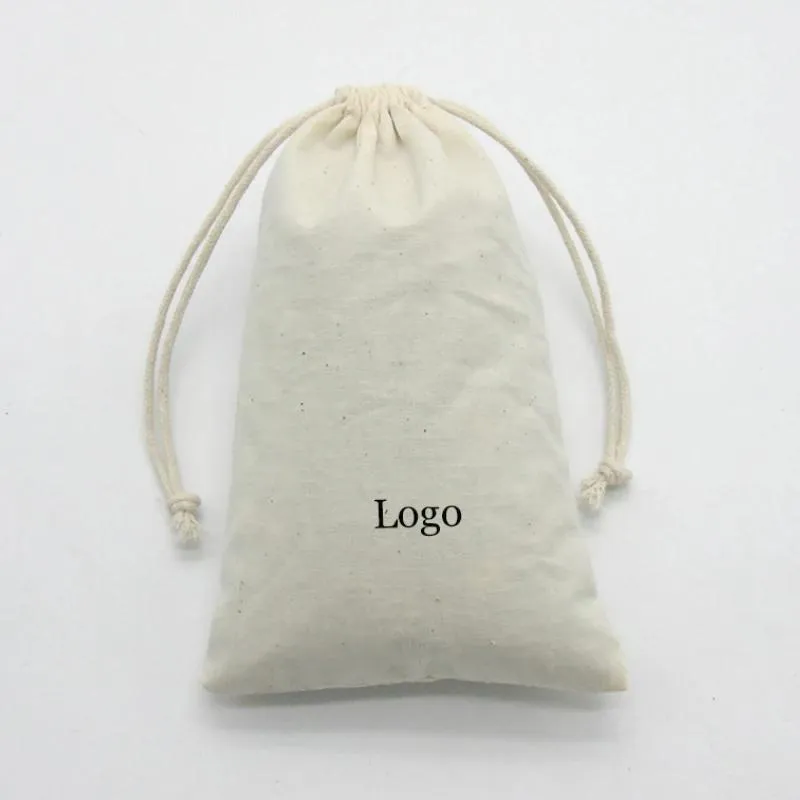 Ювелирные изделия, 50 шт., хлопковая сумка для ювелирных изделий, тканевый чехол на шнурке, контейнер для бисера, упаковка для хранения, подарочные пакеты, упаковочные материалы, печать логотипа на заказ
