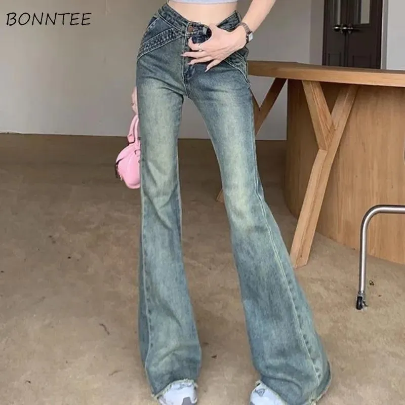 Jeans jeans kvinnor låg midja het sexig smal flare höst vinter golv längd vintage chic allmatch kvinnlig attraktiv streetwear stilfullt