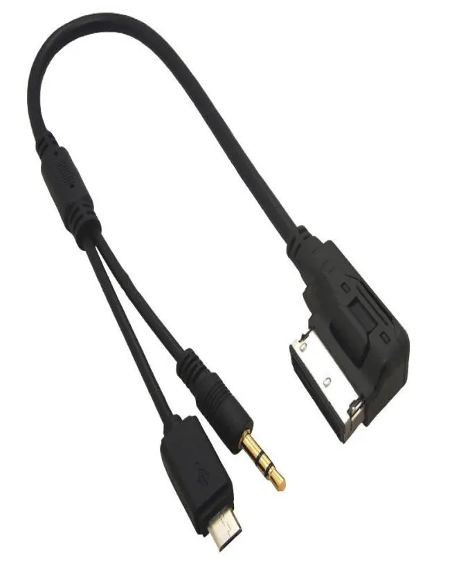 AMI MMI 3,5mm AUX Micro USB -gränssnittsbiladapterkabel för Android Smart Phone Huawei Samsung HTC Fit A3 A4 A5 A6 A8 S5 Q5 Q7 TT5642012