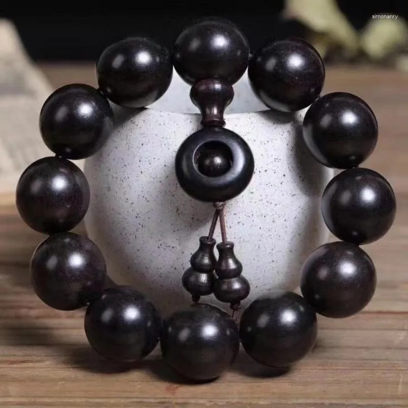 Braccialetti con filo di legno di sandalo nero, perline di Buddha chiaro viola ebano, fragranza di legno culturale e giocosa