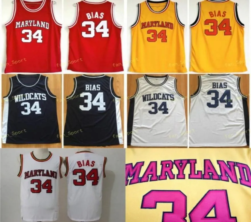 Męskie 1985 Maryland TERPS 34 Len Bias College Basketball Jerseys Vintage Len Bias Northwestern Wildcats High School Szyty koszule 5074554
