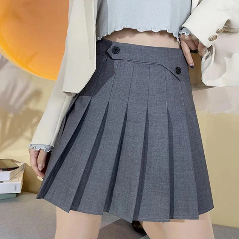 Skirts Pleated Half Skirt Harajuku Grey Slim High Waist Mini Punk Vintage Skater Clothes Korean Style Women Clothing