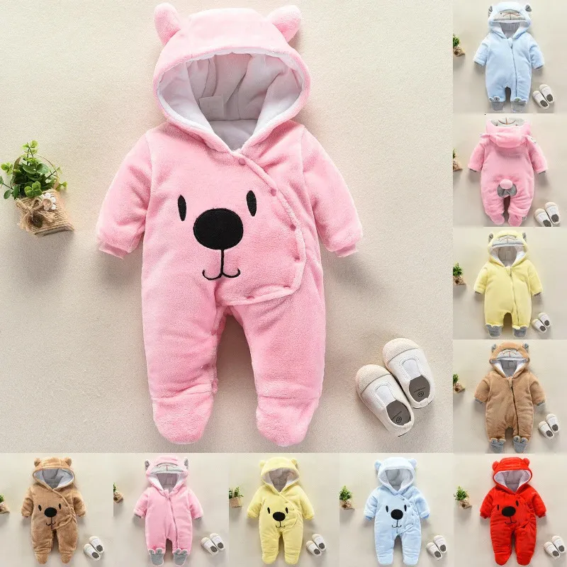 Baby Girl Boy Clothes for born Winter Jumpsuit Kid Fleece Overalls Warm Hooded Jumpsuit Sleeping Bag Foot Romper for Children 240111