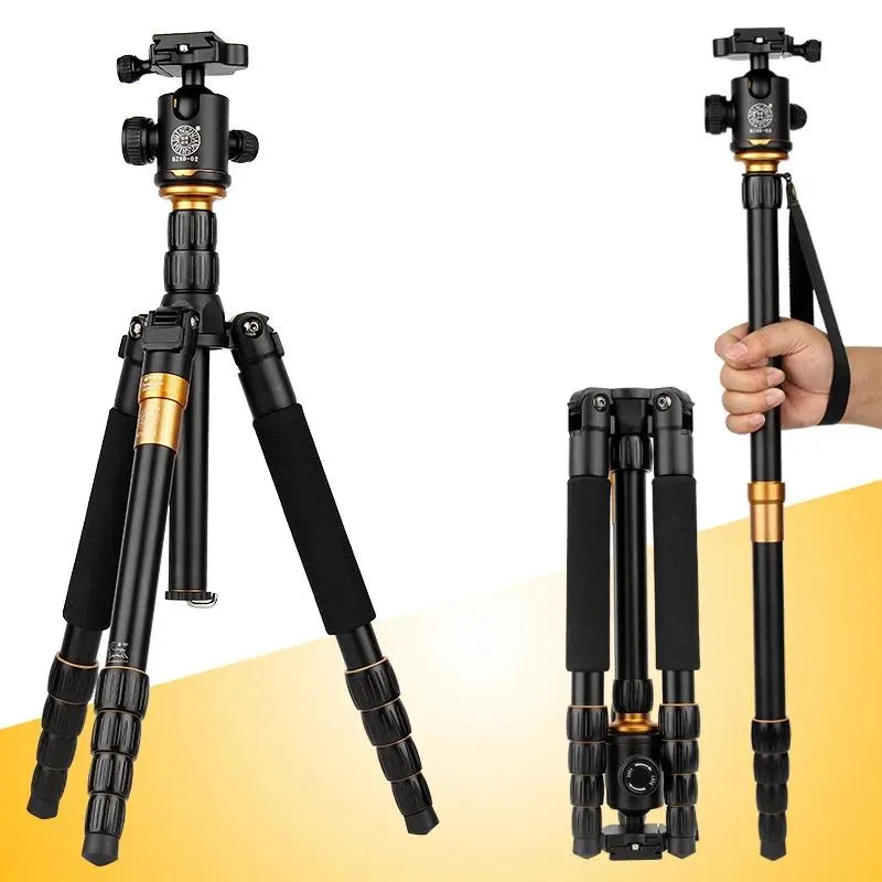 MONOPODS QZSD Q666 Pro QZSD02 Profesyonel Fotoğrafik Taşınabilir Tripod Monopod Set Dijital SLR Kamera Yalnızca 35cm yük taşıyan 15 kg