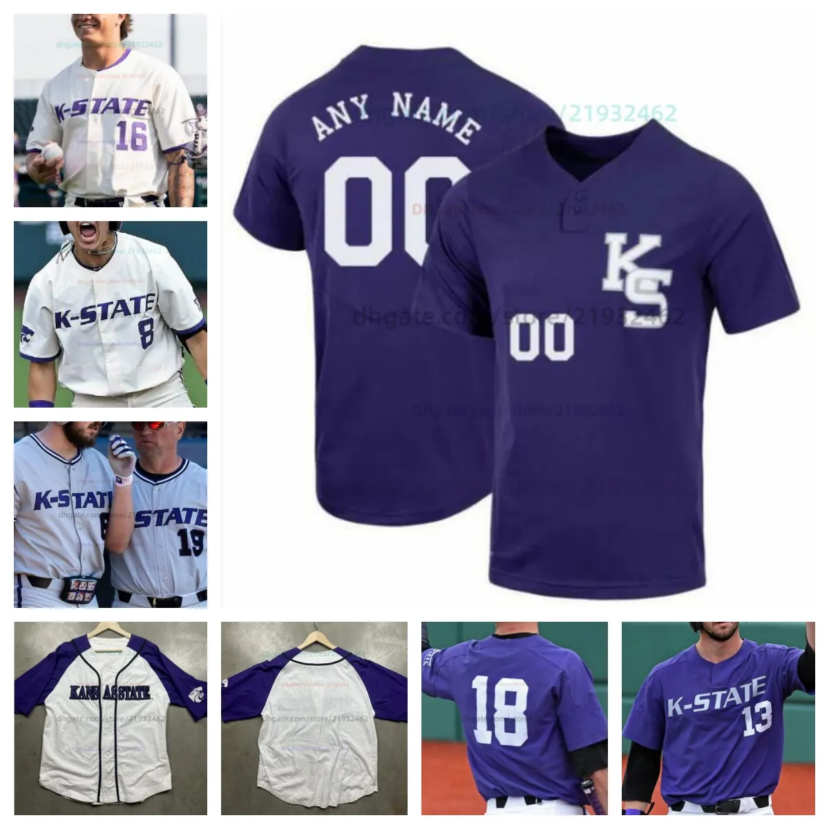 الكلية المخصصة Kansas State Wildcats Baseball Jersey Blake Wilson Cayden Phillips Cole Wisenbaker Micah Dean Kyan Lodic