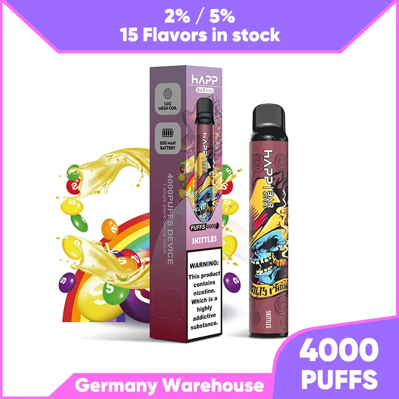 Original happ bar vaper 4000 Puffs disposable vape E-cigarettes Features 2%  5% puff 5000 5K 2800 15 flavors