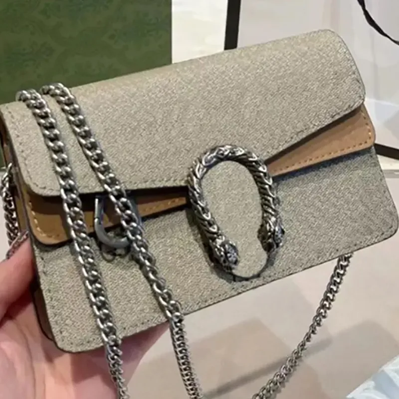 Luxury Classic Super Mini Small Shoulder Bag Vintage Gliding Chain Bag Flower Brown Purse Women Canvas Leather Flap Crossbody Handbag Tote