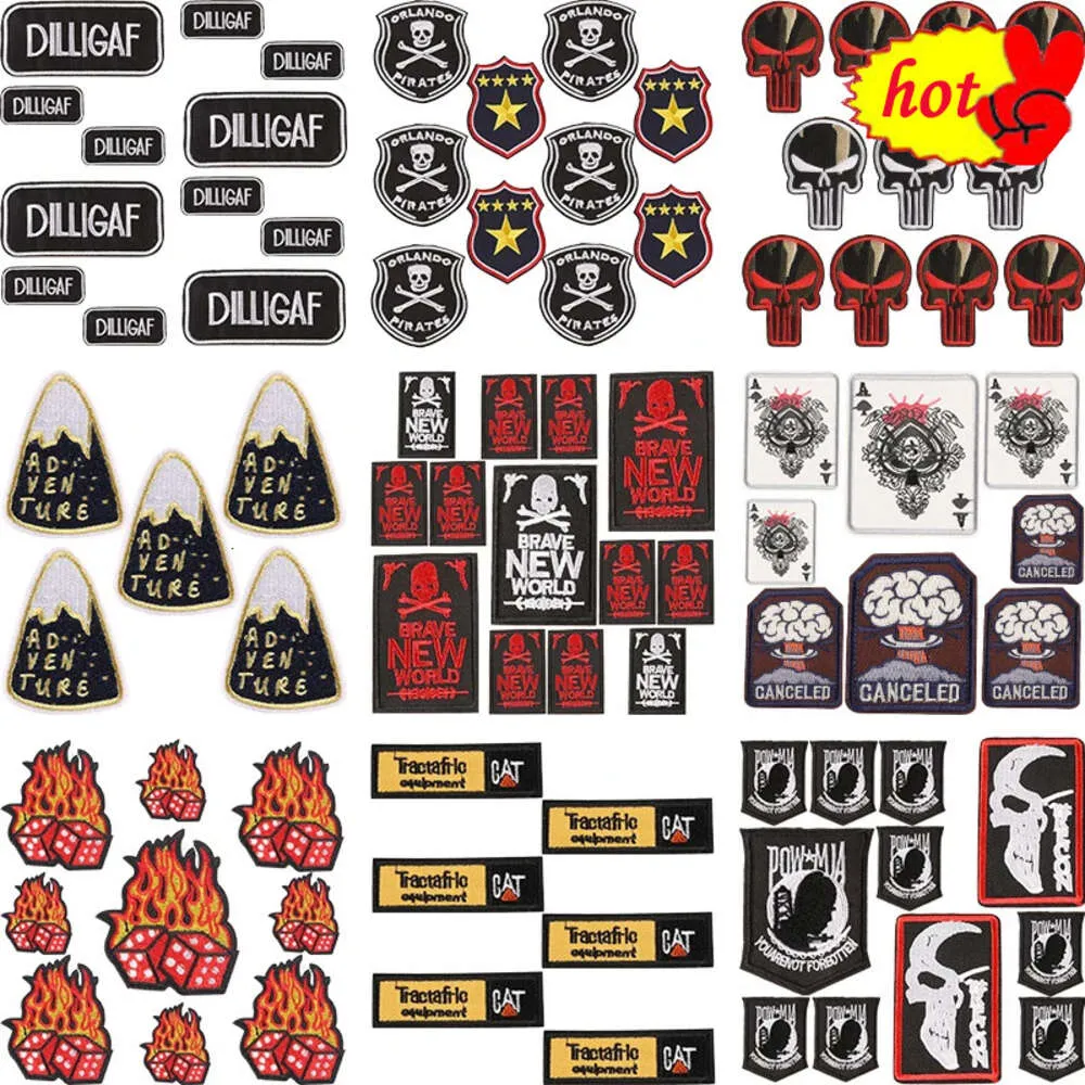 50 Pcs Punk Skull Wholesale Iron on Letters Patches for Clothing Lot Rock Poker Bulk Jacket Embroidered Parche Schouder Carnaval