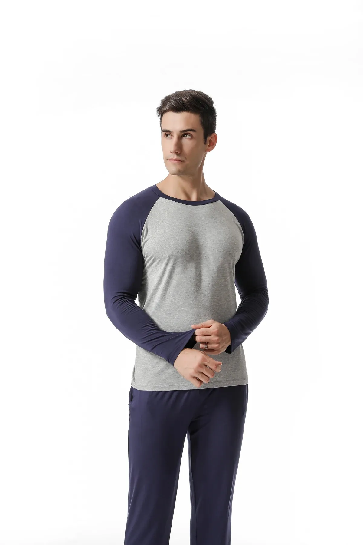 Modal Mens Mens Modal Pajama Set Large Size, Long Sleeved