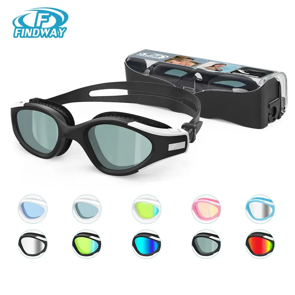 Findway Goggles Goggles polarizados óculos de natação Anti-FOG UV Proteção completa sem vazamento Visão ampla Homens adultos Mulheres jovens 240111