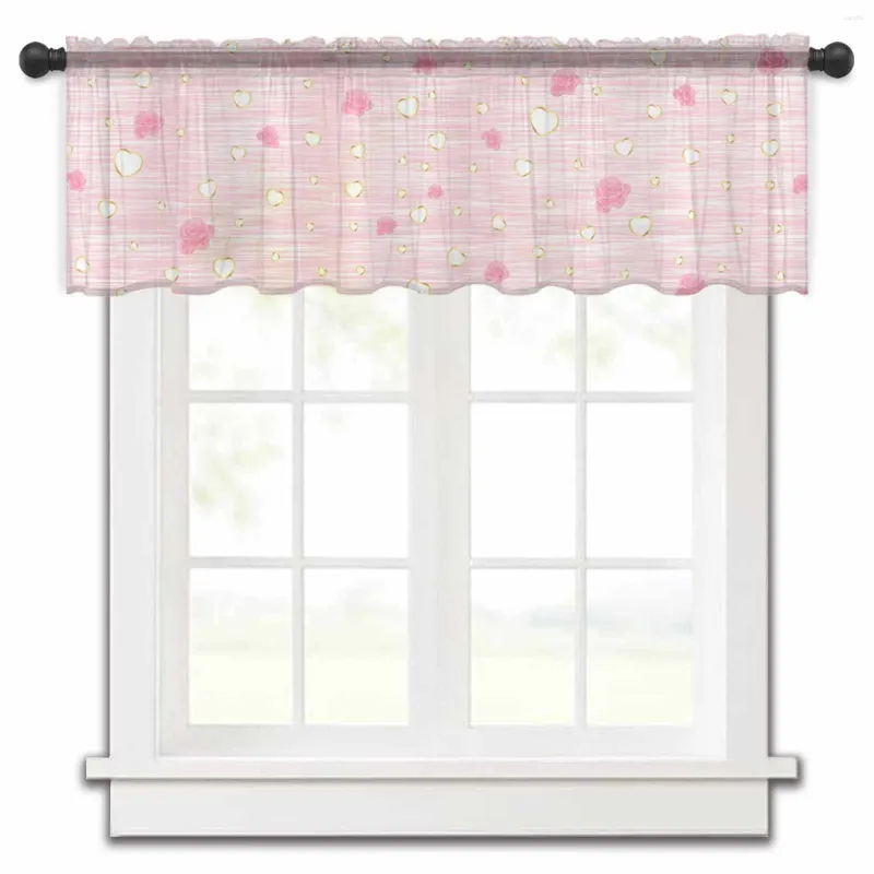 Vorhang Valentinstag Liebe Rose Textur rosa Küchenvorhänge Tüll durchsichtig kurz Wohnzimmer Home Decor Voile Vorhänge